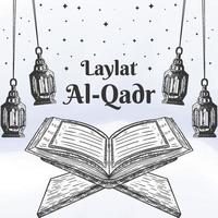 conception d'illustration laylat al-qadr dessinée à la main vecteur