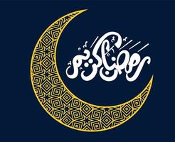 ramadan mubarak kareem abstract design vector illustration blanc et jaune avec fond bleu
