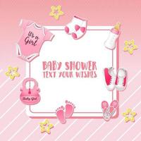 ensemble de douche de bébé. modèle d'invitation avec place pour le texte vecteur