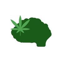 icône de vecteur de cerveau de cannabis sur fond blanc