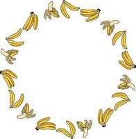 cadre rond avec banane douce sur fond blanc vecteur