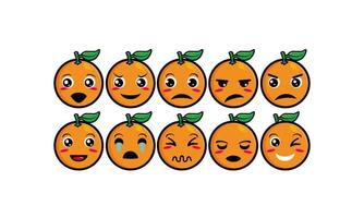 mignon souriant drôle orange set collection.vector illustration de mascotte de personnage de dessin animé plat .isolé sur fond blanc vecteur