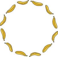 cadre rond avec banane fraîche sur fond blanc vecteur
