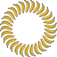 cadre rond avec banane verticale sur fond blanc vecteur
