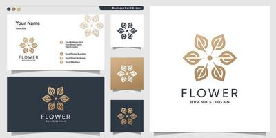 création de logo de fleur avec style moderne et conception de carte de visite vecteur premium