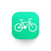 icône de vélo, pictogramme de vélo sur forme verte vecteur