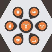 aspects de l'entraînement en salle de sport, fitness, éléments infographiques, icônes modernes, illustration vectorielle vecteur