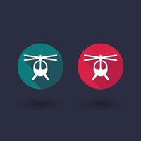 icône d'hélicoptère, petit pictogramme de vecteur d'hélicoptère, icône plate ronde, illustration vectorielle