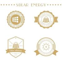 logo d'énergie solaire, emblèmes, signes énergétiques solaires, isolés sur blanc, illustration vectorielle vecteur