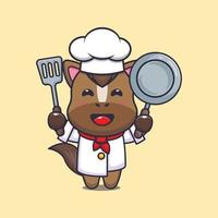 personnage de dessin animé de mascotte de chef de cheval mignon vecteur