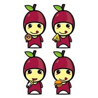 collection de jeu de personnage de conception de mascotte de fruit de la passion mignon. isolé sur fond blanc. concept de paquet d'idées de logo de mascotte de personnage mignon vecteur