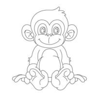 mignon petit singe aperçu coloriage pour enfants livre de coloriage animal dessin animé illustration vectorielle vecteur