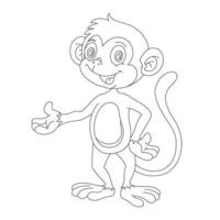 mignon petit singe aperçu coloriage pour enfants livre de coloriage animal dessin animé illustration vectorielle vecteur