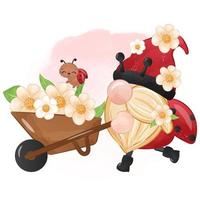 illustration de gnome de coccinelle mignonne vecteur