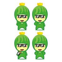 collection de jeu de personnage de conception de mascotte de concombre mignon. isolé sur fond blanc. concept de paquet d'idées de logo de mascotte de personnage mignon vecteur