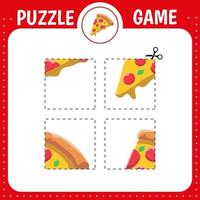 jeu de puzzle pour les enfants. pizza vecteur