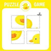 jeu de puzzle pour les enfants. canard vecteur