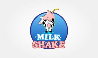 caricature de logo vectoriel milk-shake. modèle de logo pour milkshake. illustration de dessin animé de vecteur isolé sur fond blanc.