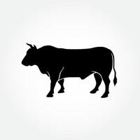 un taureau d'une ferme. silhouette d'illustrations vectorielles.