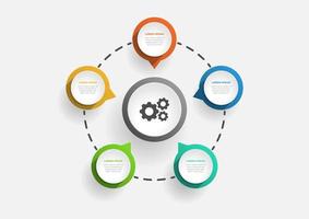 modèle d'infographie graphique circulaire moderne avec 5 options. modèle d'entreprise de vecteur pour la présentation. concept créatif pour infographie. adapté à la brochure, au flux de travail, au rapport annuel, au graphique, aux mises en page