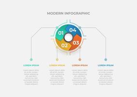 modèle d'infographie graphique circulaire moderne avec 4 étapes. modèle d'entreprise de vecteur pour la présentation. concept créatif pour infographie. adapté à la brochure, au flux de travail, au rapport annuel, au graphique, aux mises en page