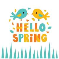 joli lettrage bonjour printemps dans un style tendance. texte de bienvenue de vecteur
