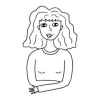 portrait de fille d'adolescent de doodle dessinés à la main de dessin animé mignon, avatar. vecteur