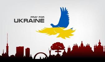 priez pour l'ennemi de la paix en ukraine et un oiseau de paix en ukraine ville d'ukraine et leur citoyen, concept de prière de drapeau sauvez l'ukraine de la russie, illustration vectorielle