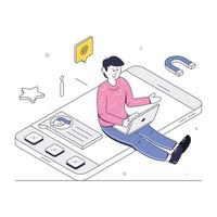 une illustration isométrique bien conçue du contenu Web vecteur