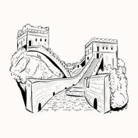 mur de chine, une illustration dessinée à la main personnalisable