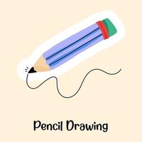 jetez un oeil à ce sticker plat tendance de dessin au crayon vecteur