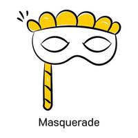 icône de mascarade dessinée à la main facile à utiliser vecteur