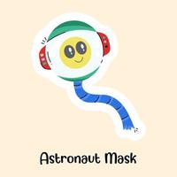 un masque d'astronaute très mignon dans un style d'autocollant plat vecteur