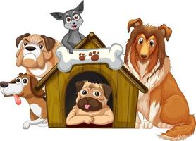 groupe de dessin animé de chiens domestiques vecteur