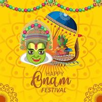 affiche du festival des récoltes hindou onam vecteur