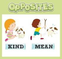 mots anglais opposés pour les enfants