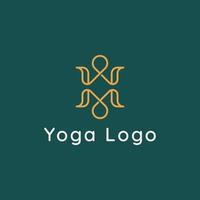 logo de studio de yoga. icône de ligne de spa santé bien-être. symbole de méditation. signe d'équilibre harmonie zen. illustration vectorielle. vecteur