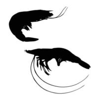 art de la silhouette de crevettes vecteur