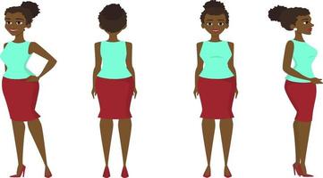 femmes africaines personnage noir quatre faces ensemble complet pour l'animation de dessin animé gratuitement