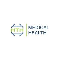 lettre initiale abstraite hth isolée avec logo abstrait plus appliqué pour les services de conseil en santé inspiration de conception de logo d'entreprise vecteur