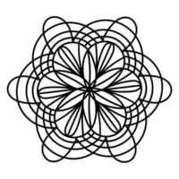 symbole de mandala floral simple. fleur de contour noir isolé sur fond blanc. vecteur