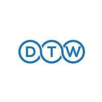 création de logo de lettre dtw sur fond noir.concept de logo de lettre initiales créatives dtw.conception de lettre vectorielle dtw. vecteur