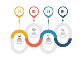l'infographie de la chronologie du modèle horizontale colorée numérotée pour quatre positions peut être utilisée pour le flux de travail, la bannière, le diagramme, la conception Web, le graphique en aires vecteur