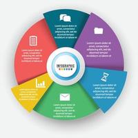 infographie vectorielle. modèle de diagramme, graphique, présentation et graphique. concept d'entreprise avec 6 options, pièces, étapes ou processus. vecteur