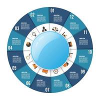 modèle d'infographie de diagramme circulaire avec 12 options pour les présentations, la publicité, les mises en page, les rapports annuels vecteur