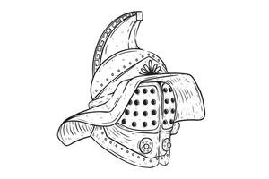 casque de gladiateur ou casque troy avec style dessiné à la main vecteur