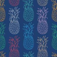 ananas d'été en jacquard sans couture avec un style coloré dessiné à la main vecteur