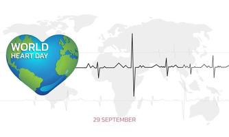 illustration vectorielle, affiche ou bannière pour la journée mondiale du cœur. vecteur