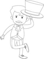 personnage de doodle noir et blanc de cirque vecteur