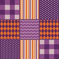 motif de patchwork abstrait violet et orange. patchwork couture vecteur